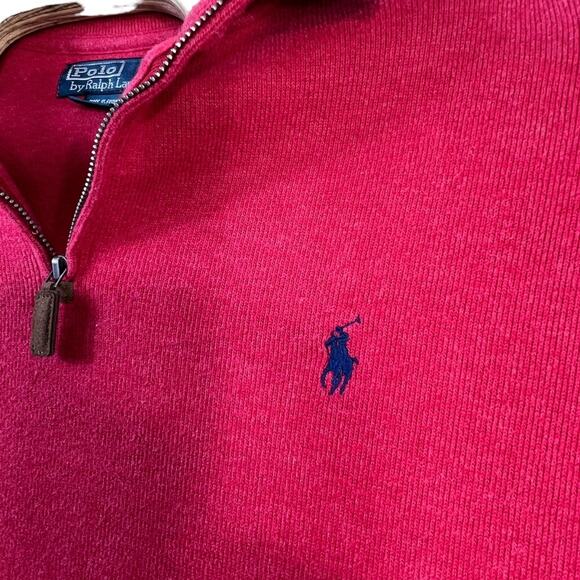 Red Ralph Lauren 1/4 Zip Sweater - Size Large - Picture 3 of 6
